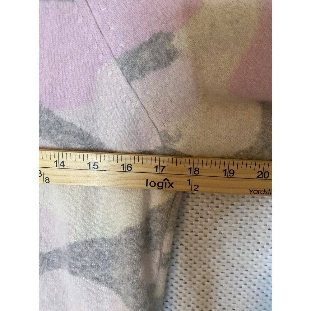 100% Cashmere Cropped Sweater Pink Gray Camouflage Raglan Soft - Picture 9 of 9